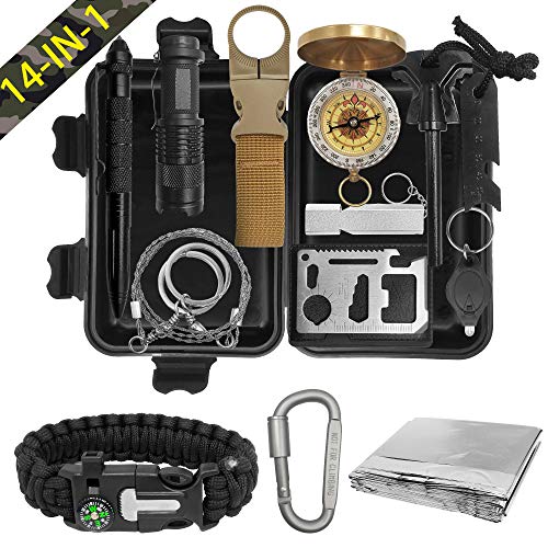 Product Cover Pocket Survival Kits - Boy Scout Gifts First Aid Kit Camping Gear Emergency Tools Car Gadgets Multitool Hiking Hunting Accessories Valentines Day Birthday Presents Son Him Men