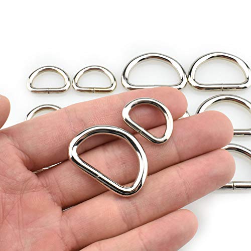 Product Cover HAO PRO Extra Thick Welded Strong 2 Size D Shape Rings D Ring Metal Heavy Duty Silver 0.62
