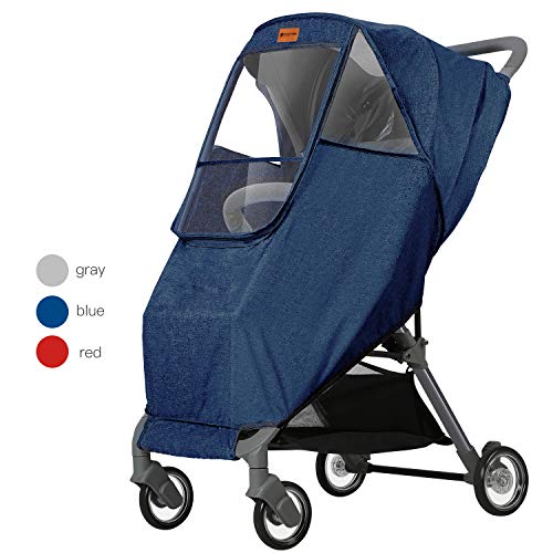 Product Cover GOOVI Rain Cover Universal Size Elastic Band Nano Coating Waterproof Windproof Breathable Stroller Weather Shield-Blue