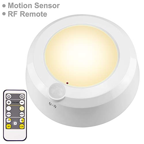 Product Cover LUXSWAY Wireless Motion Sensor Ceiling Light, Battery Operated Light with Remote RF Signal Detector, Cool /Warm White Shower Light ,Bright Light Timer for Gargage Stair Closet Hallway 5.67 Inch