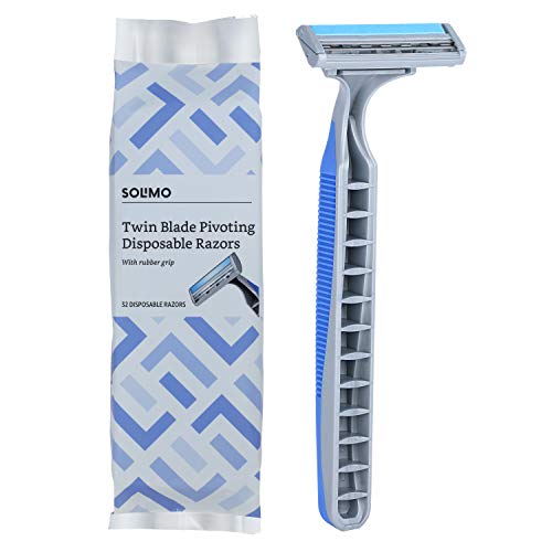 Product Cover Solimo Twin Blade Pivoting Disposable Razors with Rubber Grip, 32 count