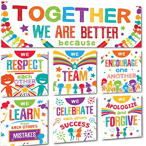 Product Cover Sproutbrite Classroom Banner Decorations and Poster Bulletin Board Set - Together We are Better