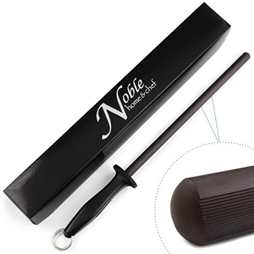 Product Cover Professional 11.5 Inch Ceramic Honing Rod Has 2 Grit Options, a Firm-Grip Handle, Hanging Ring, and Japanese Ceramic. Noble Home & Chef Sharpening Rods are Perfect for Chefs! (Black, 2000/3000 Grit)