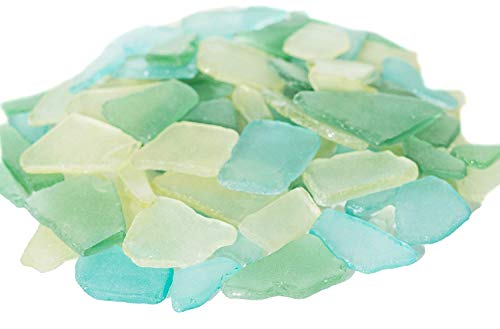 Product Cover Sea Glass | Green Yellow & Aqua Colored Sea Glass Mix | 24 Ounces of Sea Glass for Decoration and Craft | Plus Free Nautical eBook by Joseph Rains