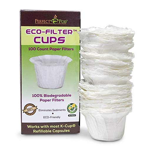 Product Cover Perfect Pod ECO-Filter Cups | Disposable Paper Coffee Filters for Single-Serve Reusable K-Cups Pod Capsule (100-Ct)