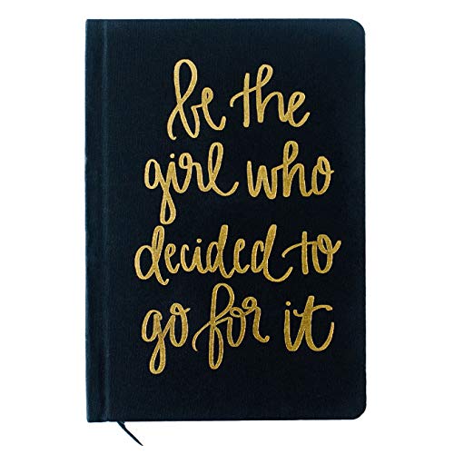 Product Cover Sweet Water Decor Be The Girl Who Decided To Go For It Black and Gold Journal Notebook Motivational Notebooks Motivation Notebook Inspiration Gift Inspirational Hardcover Journal Personal Diary