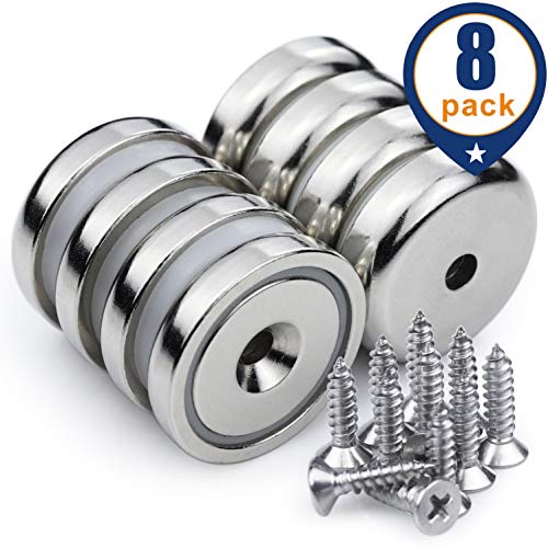 Product Cover Neodymium Cup Magnets with 90 lbs Pull Capacity Each - Dia 1.26 inch - w/Matching Screws - Strongest Round Base Magnets