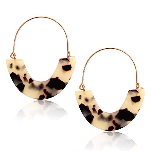 Product Cover CEALXHENY Acrylic Earrings Tortoise Hoop Earrings Statement Wire Resin Earrings Fan Drop Dangle Earring for Women