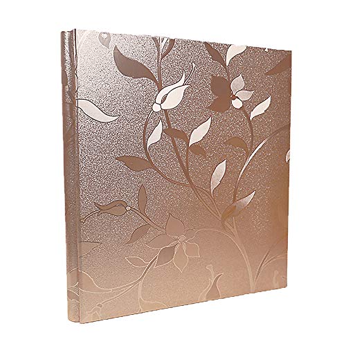Product Cover RECUTMS Leather Cover Photo Album 600 Pockets Sewn Bonded Memo Album Slots Album Hold 4x6 Photos 5 Per Page Valentines Day Present Wedding Memory Album (Champagne Gold L-Leaf)