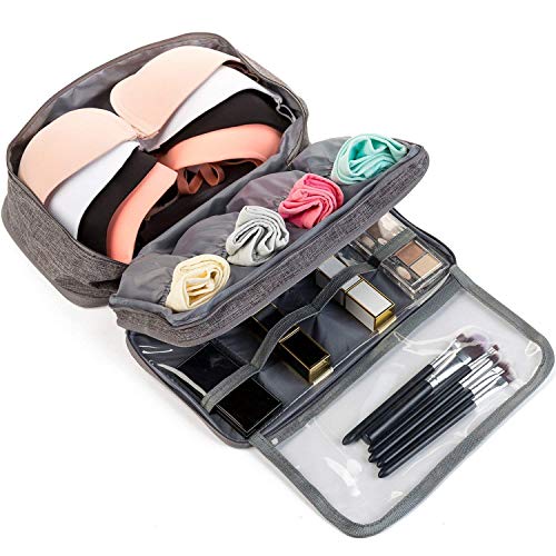 Product Cover Styleys Double Layer Travel Bra Underwear Lingerie Cosmetic Organizer Case Toiletry Bag (Grey - S11011)