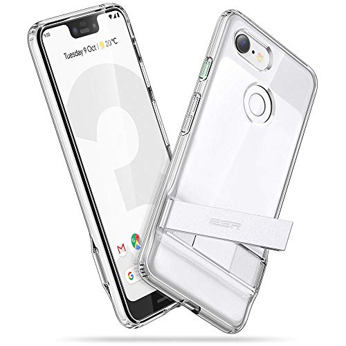 Product Cover ESR Metal Kickstand Case Compatible with The Google Pixel 3 XL, [Vertical and Horizontal Stand] [Reinforced Drop Protection] Flexible TPU Soft Back Compatible with The Google Pixel 3 XL, Clear
