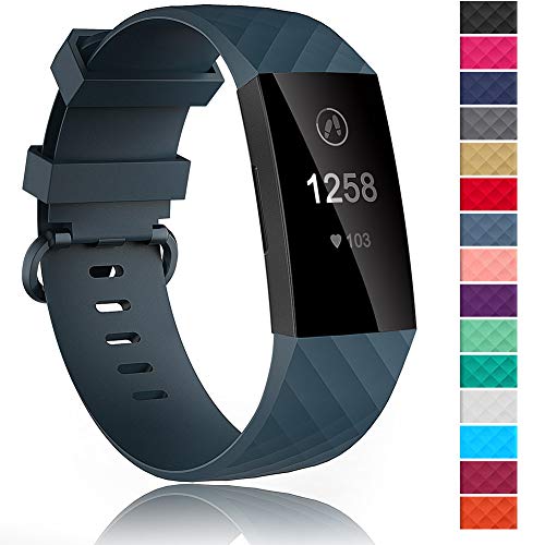 Product Cover Velavior Waterproof Bands for Fitbit Charge 3 / Charge3 SE, Replacement Wristbands for Women Men Small Large (Darkslategray, Large)