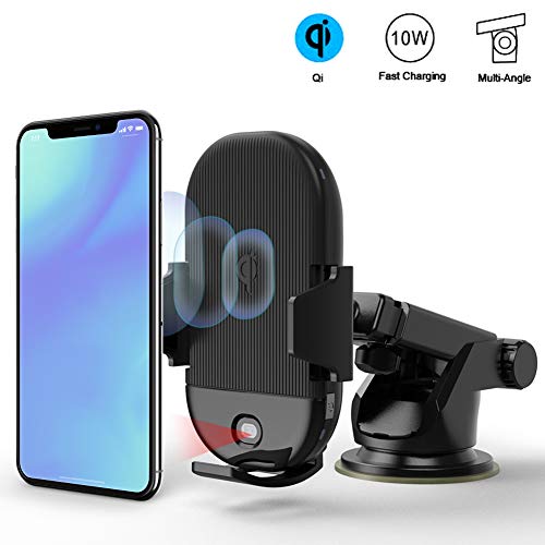 Product Cover Wireless Car Charger Mount, Automatic Clamping 7.5W /10W Fast Charge Qi Car Phone Holder Air Vent Dashboard Compatible for iPhone Xs Max/XR/X/8/8 Plus, Samsung S10/S10+/S9/Note 9 and More