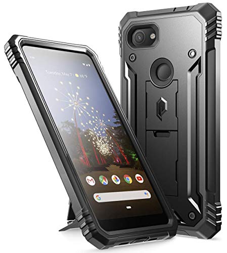 Product Cover Poetic Google Pixel 3a XL Rugged Case with Kickstand, Full-Body Dual-Layer Shockproof Protective Cover, Built-in-Screen Protector, Revolution Series, Defender Case for Google Pixel 3a XL, Black