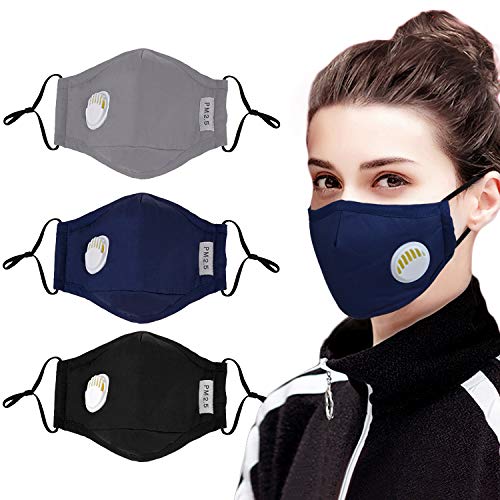 Product Cover Mouth Mask,Aniwon 3 Pack Anti Dust Pollution Mask with 6 Pcs Activated Carbon Filter Insert Fashion Cotton Face Mask PM2.5 Dust Mask for Men Women