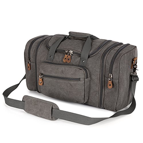 Product Cover Plambag Canvas Duffle Bag for Travel, Oversized Duffel Overnight Weekend Bag(Gray)