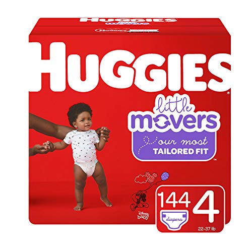 Product Cover Huggies Little Movers Baby Diapers, Size 4, 144 Ct, One Month Supply