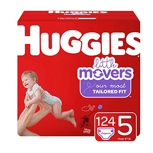 Product Cover Huggies Little Movers Baby Diapers, Size 5, 124 Ct, One Month Supply, Packaging May Vary