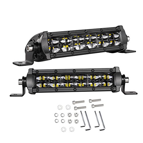 Product Cover LED Light Bar 6 Inch, Swatow Industries 2PCS 96W Slim Dual Row Spot Flood Combo LED Pods Off Road LED Driving Lights for Truck Offroad SUV UTV ATV Boat
