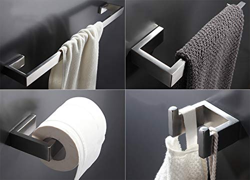 Product Cover Towel Bar Set, 4Pcs Bathroom Hardware Accessory Set Brushed Nickel, Stainless Steel Bath Hardware Set, Towel Rod with Toilet Paper Holder, Towel Bar and Double Robe Hook.