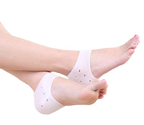 Product Cover Gel Heel Protectors, Plantar Fasciitis Treatment, Heel spur Relief, Heel Foot Pain, Cracked Heel Treatment, Silicone Heel Cushion with Breathable Design (Clear)