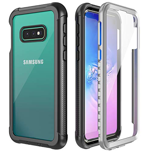 Product Cover Temdan Samsung Galaxy s10e Case Full-Body Rugged Case with Built-in Screen Protector Support Wireless Charging, Heavy Duty Dropproof Case for Samsung Galaxy S10E 5.8 inch 2019 (Clear/Black)