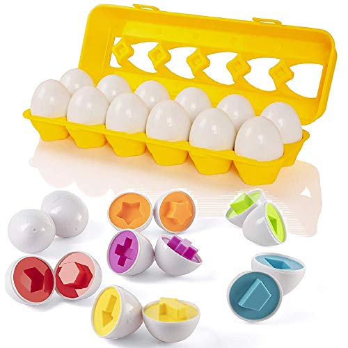 Product Cover Easter Matching Eggs with Yellow Eggs Holder - STEM Toys Educational Toy for Kids and Toddlers to Learn Color & Number Recognition Easter Gift Easter Eggs