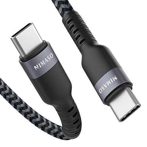 Product Cover USB C to USB C Cable 3A 3.3ft, NIMASO USB C to C Cable USB 3.0 60W PD Fast Charge/5Gbps Nylon Braided Cord Compatible with Google Pixel 3a/3/2 XL, Galaxy S10/S8/S9/Note 10 A80, Nexus 6P, MacBook-Grey