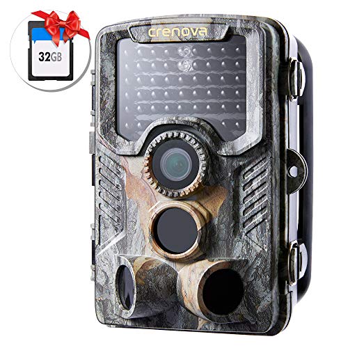 Product Cover Crenova 20MP Hunting Trail Camera Updated to 47pc 940nm IR LEDs 32GB Card Included, IP66 Game Camera with 1080P Motion Activated Night Vision for Wildlife Hunting & Home Monitoring (Camouflage)