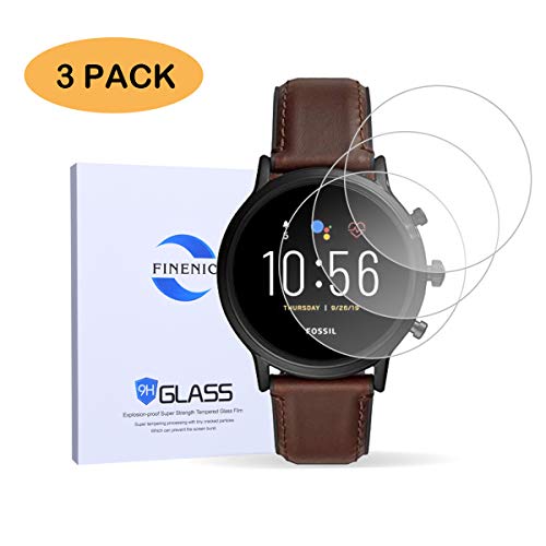 Product Cover FINENIC Fossil Gen 5 Carlyle HR Smartwatch Tempered Glass Screen Protector 【37.5mm Diameter】【3 PCS】