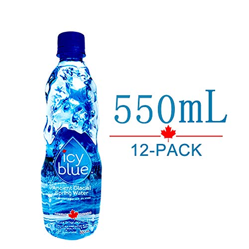 Product Cover ICY BLUE Natural Spring Water, Natural weak Alkaline Bottle Water of pH7.8, 550ml 18.6 Fl Oz,Y2018 Berkley Springs International Water Tasting Gold Medal (550ml Pack of 12)