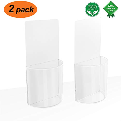 Product Cover ZC GEL Remote Control Holder Wall Mount Damage-Free Clear Media Organizer Storage Box,Table and Nightstand Convenient Remote Caddy (2 Pack)