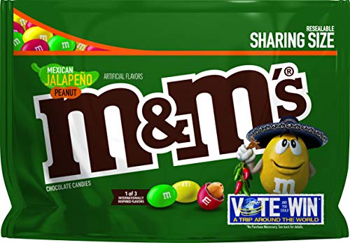 Product Cover M&M's Chocolate Candy Flavor Vote Mexican Jalapeno Peanut Sharing Size, 9.6 Ounce Bag