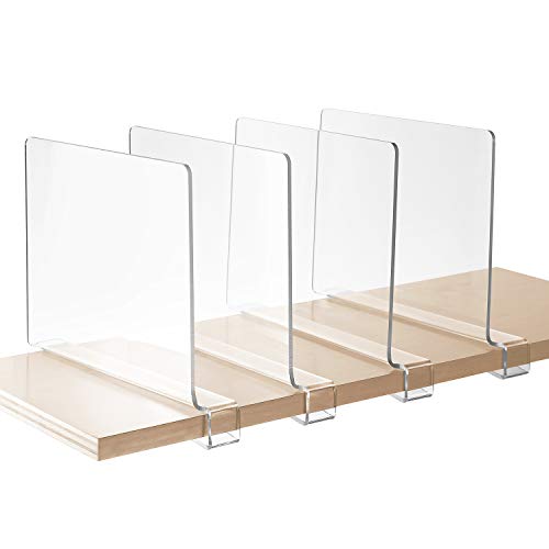 Product Cover StorageMaid - Acrylic Shelf Dividers for Bedroom Closets, Kitchen Cabinets, Wood Shelves, Bookcases and Libraries - Versatile, Multi-Functional Organizers for Home and Office - Clear (4)