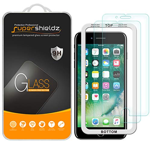 Product Cover (2 Pack) Supershieldz for Apple iPhone 8 Plus and iPhone 7 Plus (5.5 inch) Tempered Glass Screen Protector with (Easy Installation Tray) Anti Scratch, Bubble Free
