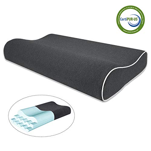 Product Cover Mugetu Gel Infused Memory Foam Pillow Height Adjustable Cervical Pillow Supportive Contour Bed Pillow Neck Support for Back and Side Sleepers