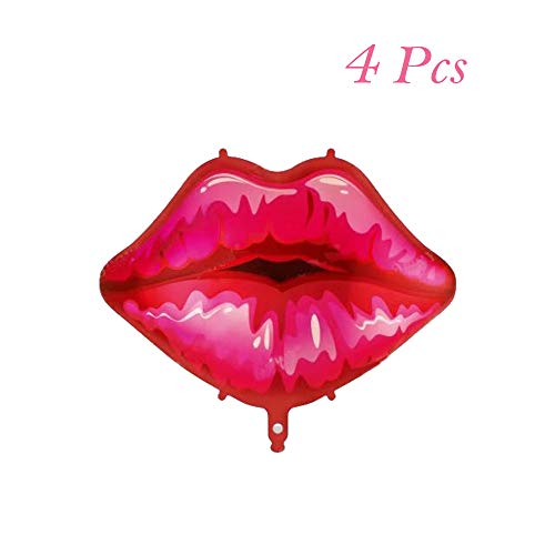 Product Cover Kiss Lips Foil Balloons Romantic Lips Shape Mylar Balloon for Valentine's Day Wedding Propose Marriage Engagement Decorations, 30x29 Inch(4Pcs)
