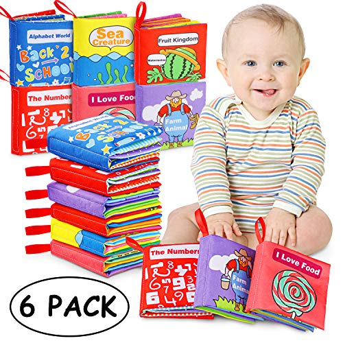 Product Cover Cloth Books Baby, 6 Set My First Non-Toxic Soft Clothing Book Educational Toys Gifts for 1 Year Old Babies Infants Toddlers Touch and Feel Activity