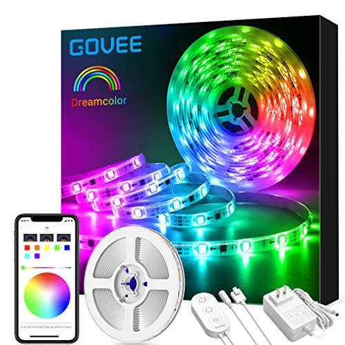 Product Cover LED Strip Lights Dreamcolor, Govee APP Control Bluetooth 16.4ft Multicolor LED Light Strip, Music Sync with Color Changing Lights DIY for Room, Kitchen, Home, Party, Halloween, Christmas, Waterproof