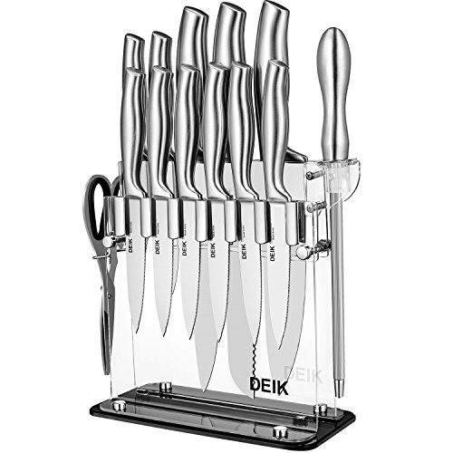 Product Cover Deik Knife Set, Knife Block Set 14 Pieces, Knife Block, Kitchen Knives Stainless Steel with Acrylic Stand