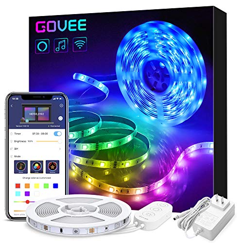 Product Cover Govee Smart WiFi LED Strip Lights Works with Alexa, Google Home Brighter 5050 LED, 16 Million Colors Phone App Controlled Music Light Strip for Home, Kitchen, TV, Party, for iOS and Android, 16.4ft