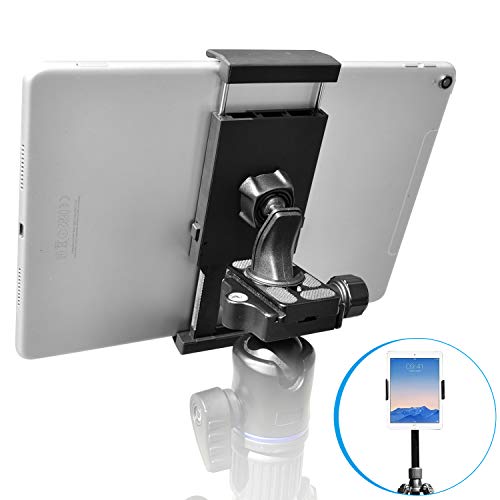 Product Cover APPS2Car Sturdy Tablet and Phone Tripod Mount for iPad Samsung Tablet Cell Phone More, Rotatable Tiltable Tripod Adapter Stand Clamp Holder for Video Recording Photo Booth Live Music Camera