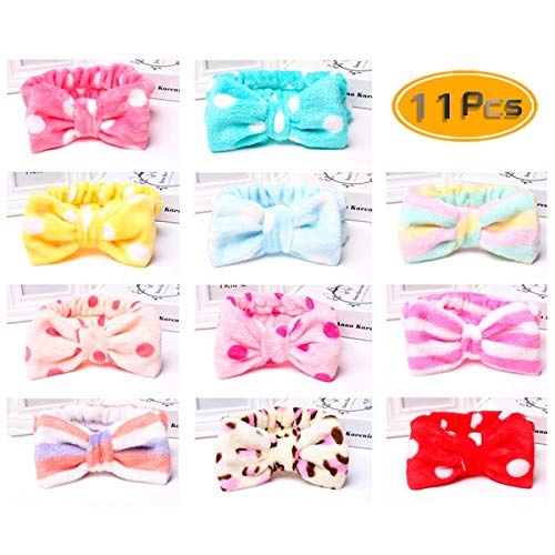 Product Cover PRALB 11PCS Bow Headbands, Soft Carol Fleece Hairlace Headband Bow Hair Band Turban Bowknot Makeup Shower Headbands Headwraps for Washing Face Shower Spa Mask Makeup Cosmetic (11 Styles)
