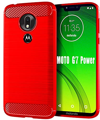 Product Cover Moto G7 Power Case,Moto G7 Supra Case,HNHYGETE Soft Slim Shockproof Anti-Fingerprint Full Protective Phone Cases for Motorola Moto G7 Power 2019 (Red)