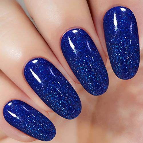Product Cover Blue Glitter Gel Dip Powder 1 Ounce/28g (added vitamin) I.B.N Nail Dipping Powder Colors, No UV LED Lamp Required (DIP 054)