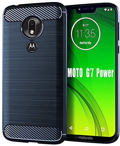 Product Cover Moto G7 Power Case,Moto G7 Supra Case,HNHYGETE Soft Slim Shockproof Anti-Fingerprint Full Protective Phone Cases for Motorola Moto G7 Power 2019 (Blue)