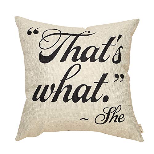 Product Cover Fjfz The Office Décor TV Show Funny Sign Decoration That's What She Said Quote Cotton Linen Home Decorative Throw Pillow Case Cushion Cover with Words for TV Lover Sofa Couch, 18