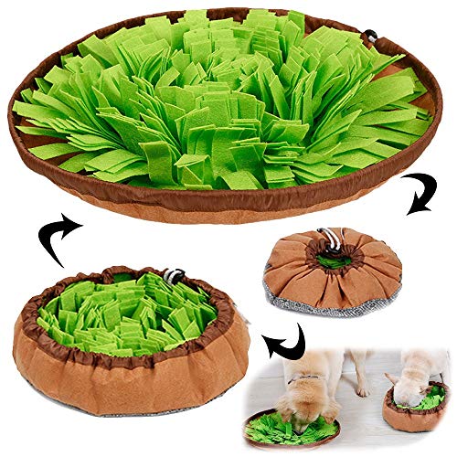 Product Cover AWOOF Dog Puzzle Toys, Pet Snuffle Mat for Dogs, Interactive Feed Game for Boredom, Encourages Natural Foraging Skills for Cats Dogs Bowl Travel Use, Dog Treat Dispenser Indoor Outdoor Stress Relief