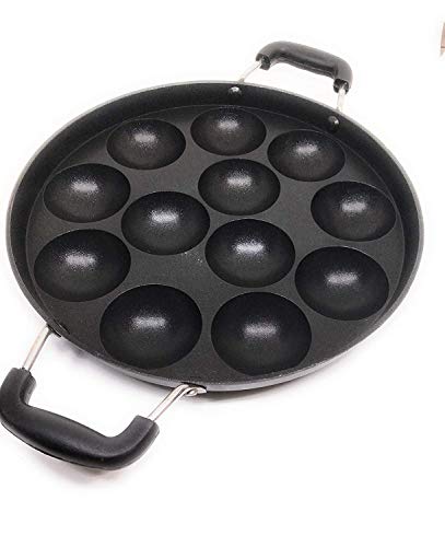 Product Cover Non Stick Appam Pan, Appam Maker 12 Pits Appam Maker, Appam Pan Patra Non Stick,Appam Patra Paniyaram Non Stick Pan with Stainless Steel Lid,Valentine Day Gifts