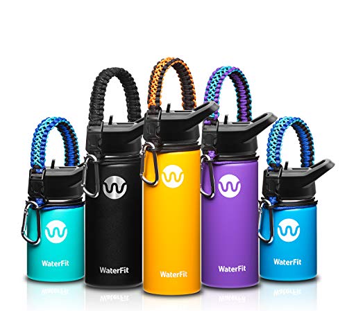 Product Cover WaterFit Vacuum Insulated Water Bottle - Double Wall Stainless Steel Leak Proof BPA Free Sports Wide Mouth Water Bottle - Travel Straw Lid - 12oz 16oz 20oz -5 Colors (Mango, 16oz (470 ml))